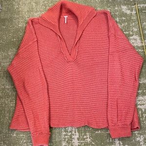 Free People Rust Sweater V Neck L